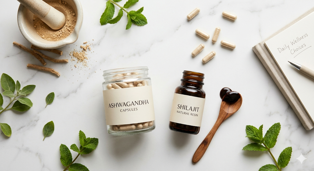 Herbal supplements and natural resin — choosing between Shilajit and Ashwagandha