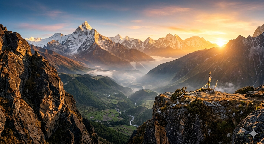 Himalayan mountains at sunrise — source of authentic Shilajit resin
