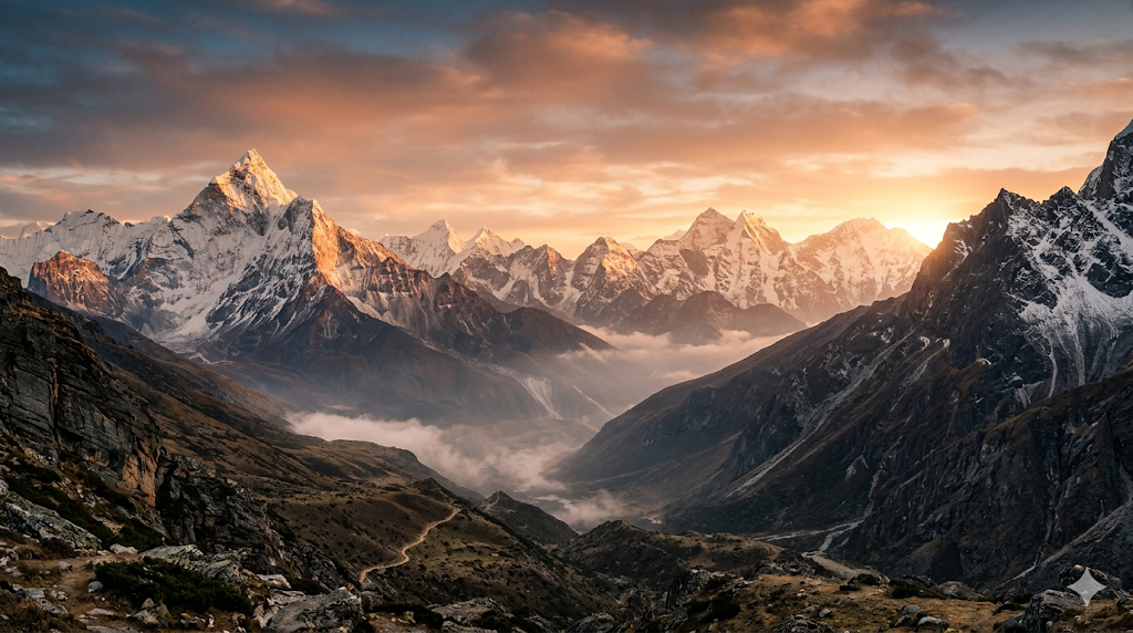 Himalayan mountains at sunrise — where authentic Shilajit is sourced
